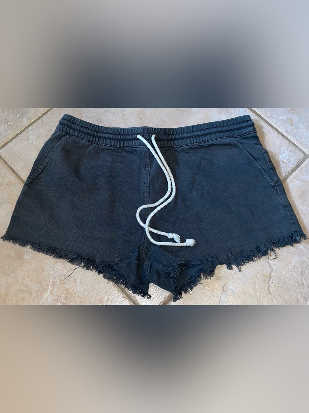 Aerie Women’s Cut Off Shorts Grey Drawstring Small Cotton Blend